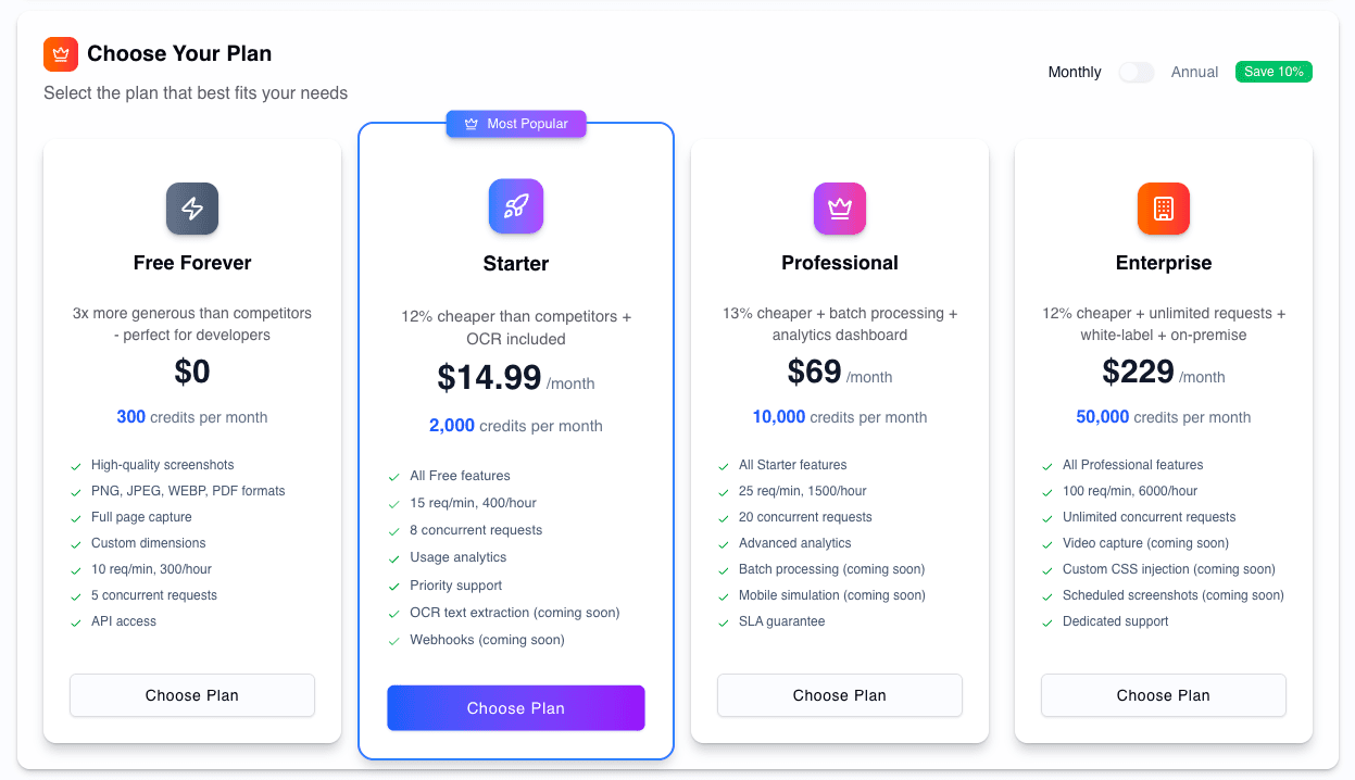 Screenshot Billing Interface