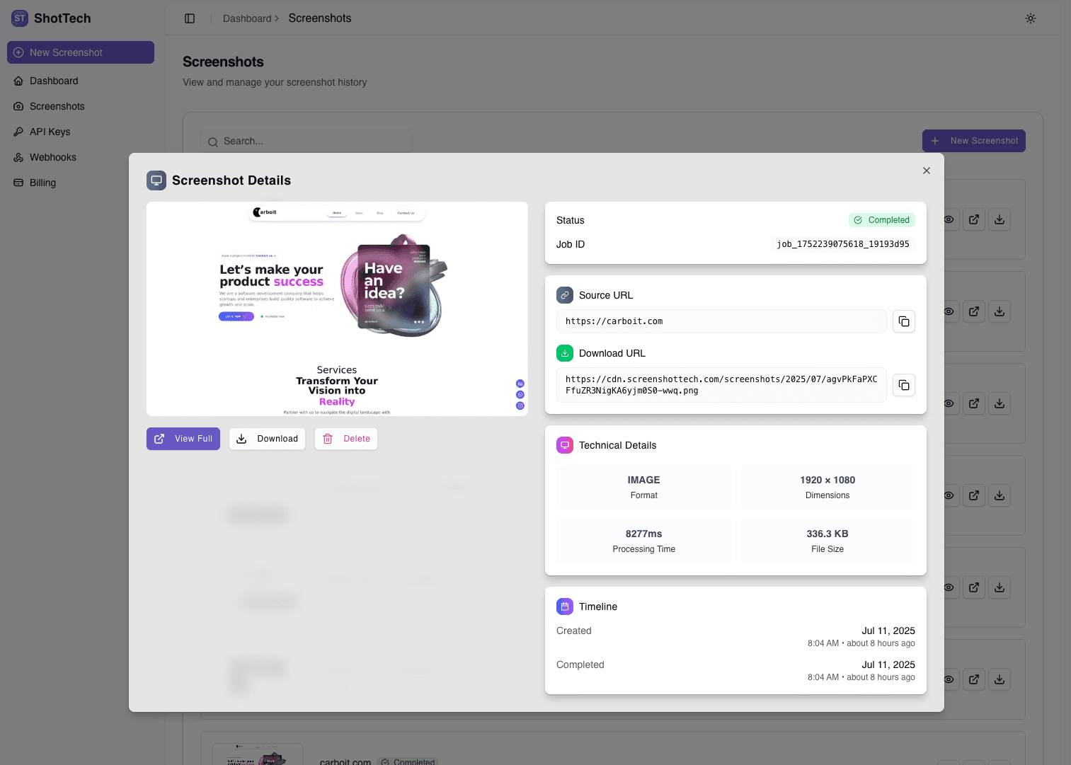 Screenshot Billing Interface