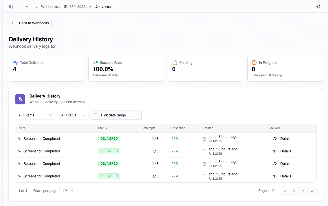 Webhook Configuration Interface